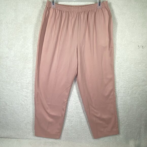 Alfred Dunner Pants Womens Sz 16 Salmon Elastic Waist Loose Fit Grannycore - Picture 1 of 9